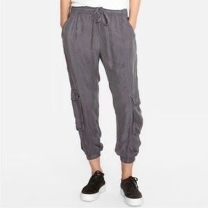 Johnny Was Ramble Pull-On Cupro Cargo Jogger Pants Grey Size M Coastal Grandma